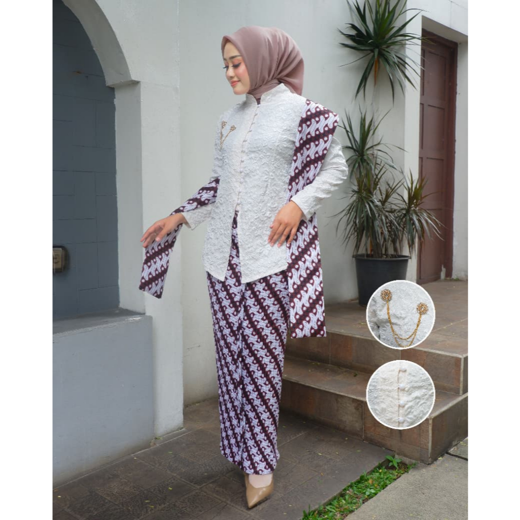 MQ KEBAYA ENCIM JAGUAR Rok prisket batik + slendang | free hijab | setelan kebaya | kebaya modern
