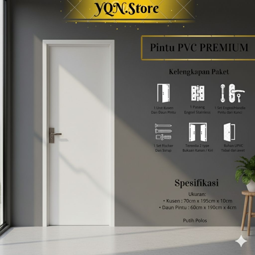 Pintu Kamar Mandi PVC Tebal Estetik