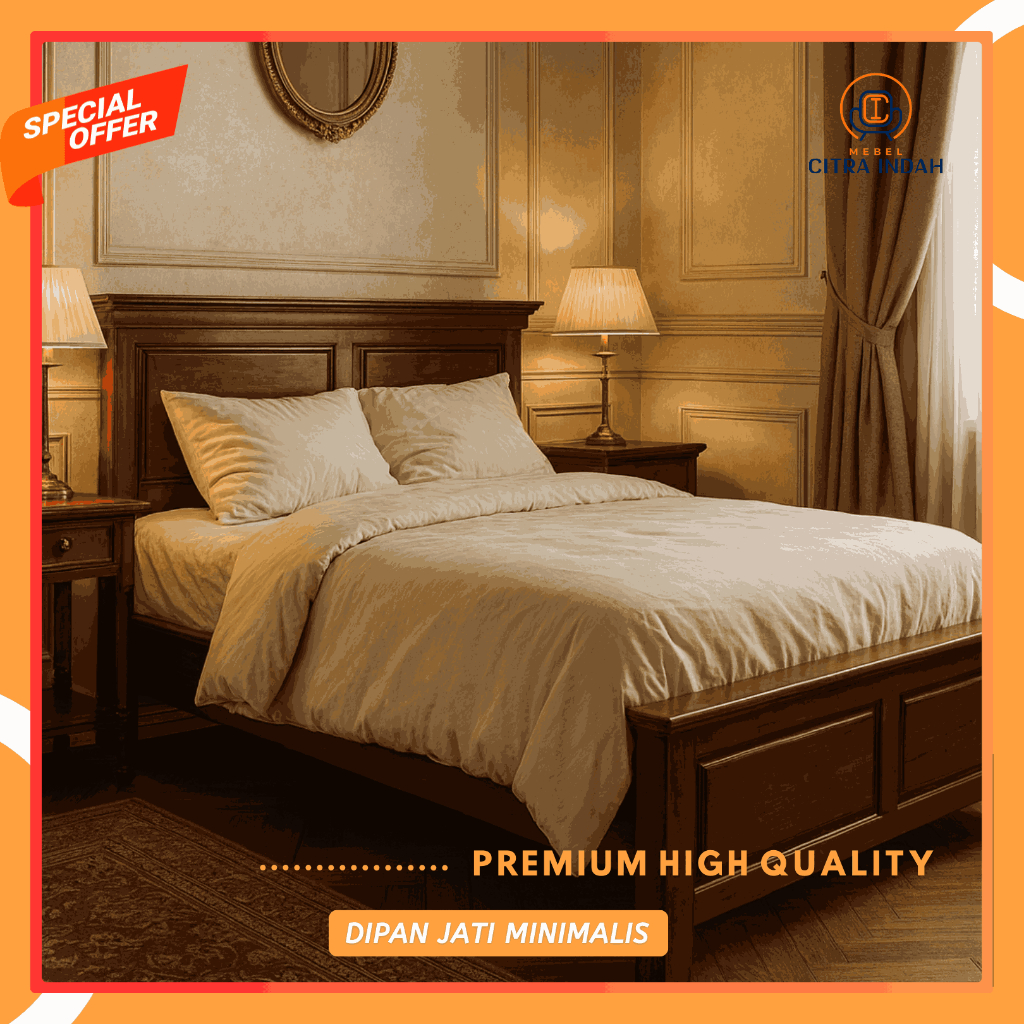 Dipan Kasur Jati Minimalis Ranjang Tempat Tidur Divan Ukuran 140x200 Kayu Jati Asli Awet