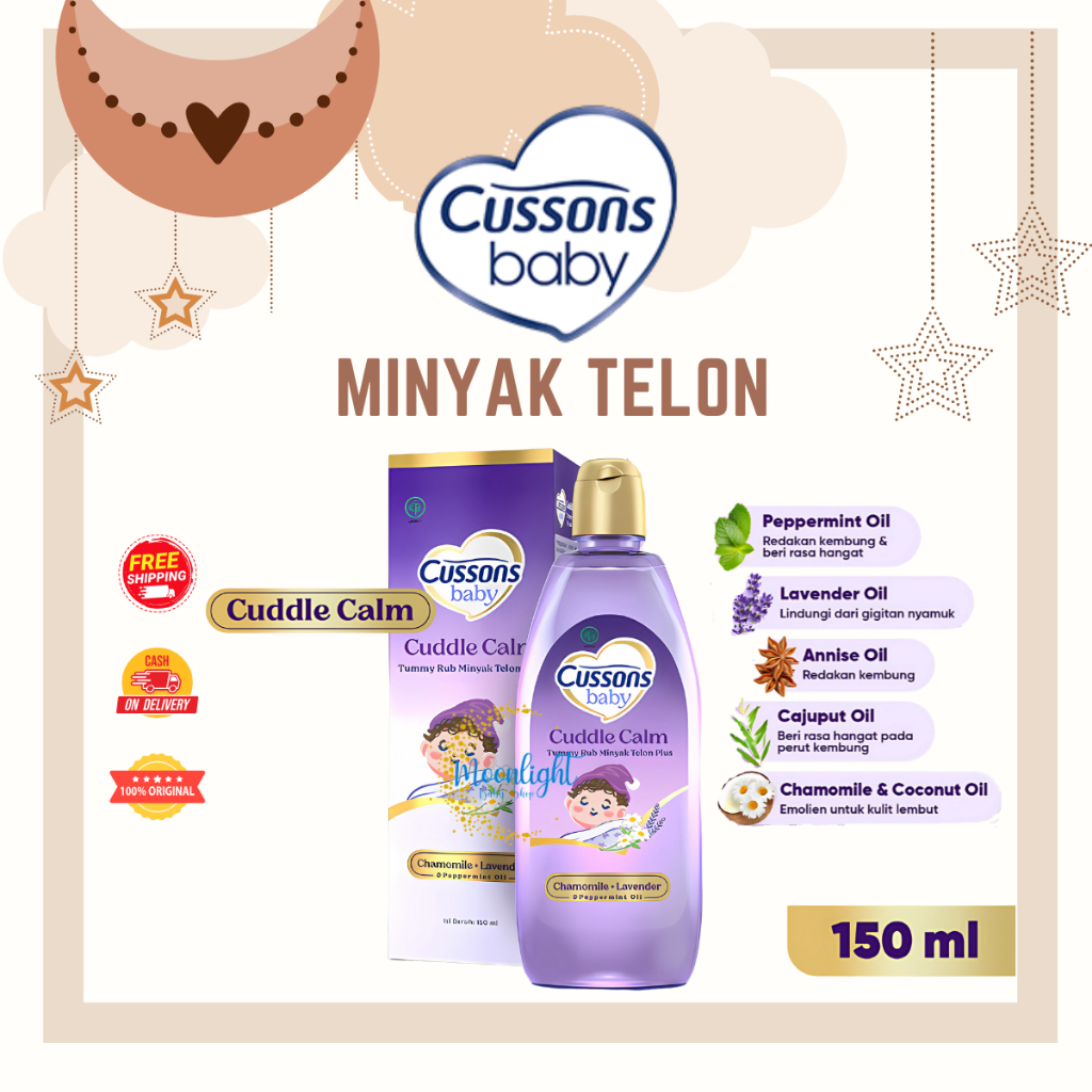 Cussons Baby Cuddle Calm Tummy Rub Minyak Telon Plus 150ml - Chamomile + Lavender | Minyak Telon Red