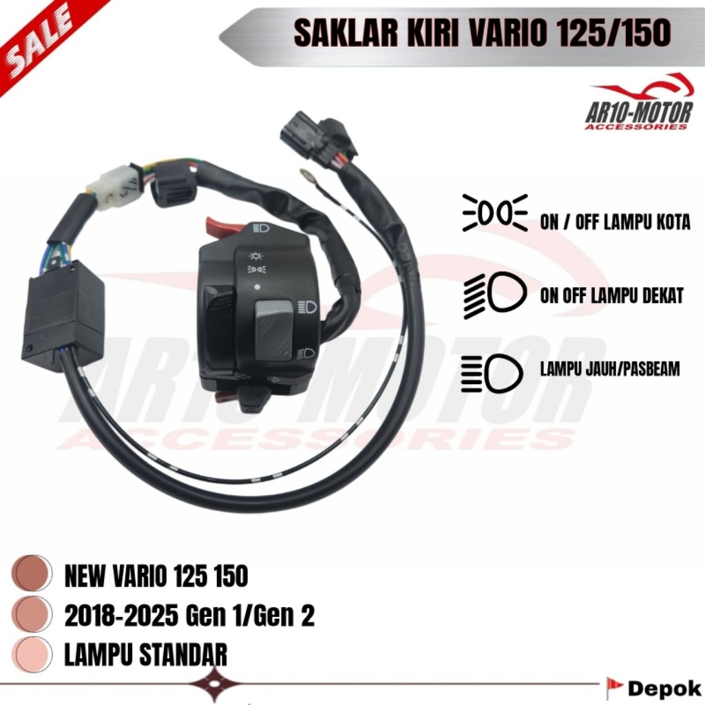 SAKLAR KIRI VARIO 125,150 DAN VARIO 160 / SAKLAR KIRI OLD VIXION / SAKLAR BILED H4 ORIGINAL / SAKLAR
