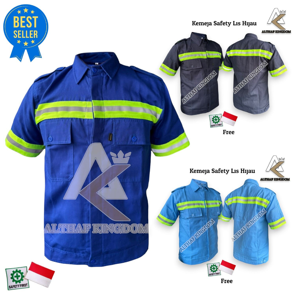 ALTHAF - Wearpack Atasan Kemeja Safety Baju Sefty Lengan Pendek Kancing