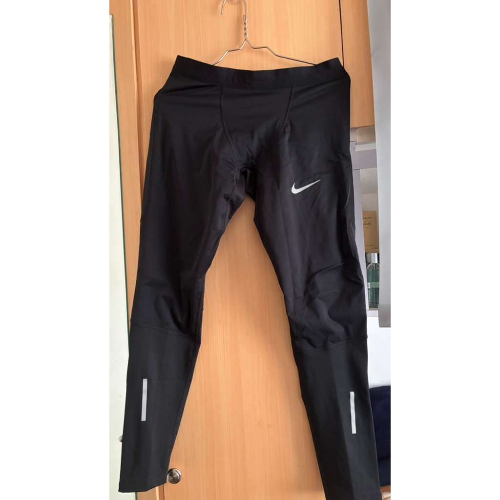 Nike Power Tech Mens Running Tights Black Size M Dri-FIT - Legging Lari Laki-laki