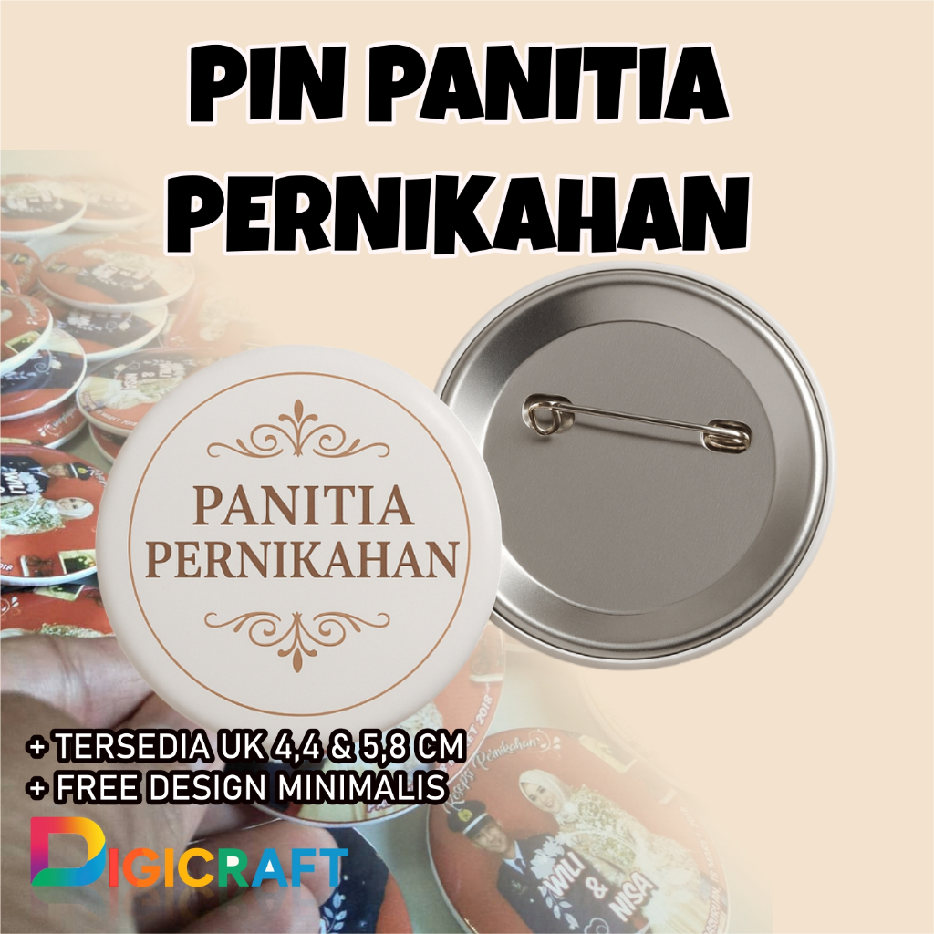 Souvenir Pernikahan Pin Custom | Pin Panitia & Bridesmaid Full Color | Digicraft