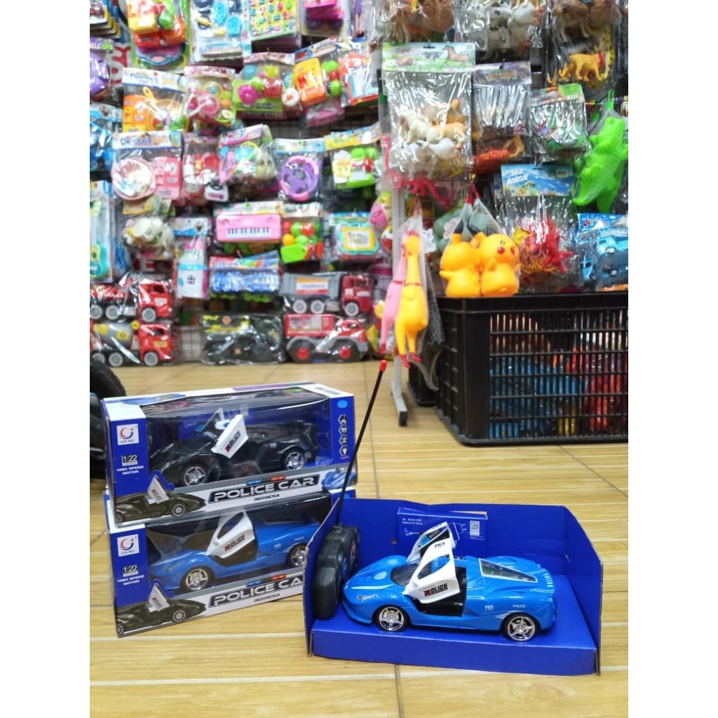 mainan anak rc mobil polisi baterai cas