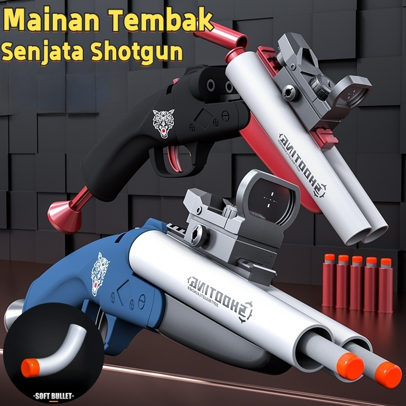 Mainan Senjata Shotgun Bonus Peluru Plastik Aman Usia 5-12 Tahun Cocok Anak Laki-laki