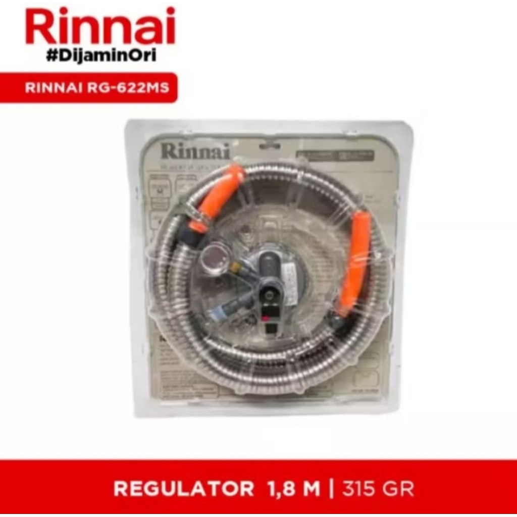 RINNAI Selang Gas + Regulator RG-622MS Selang Paket Regulator Rinnai