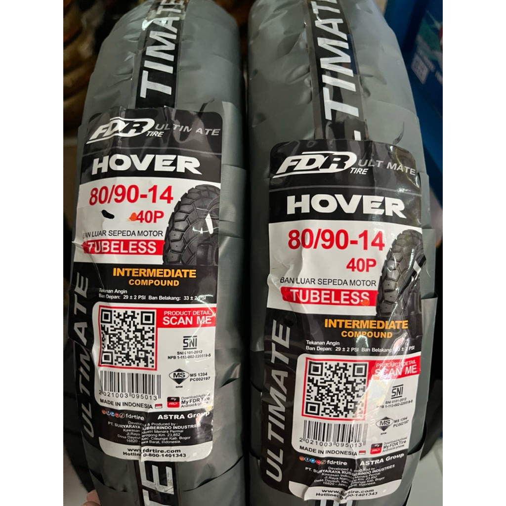 Ban Luar Ring 14 FDR 80/90-14 HOVER (Tubeless) Intermediate Compound