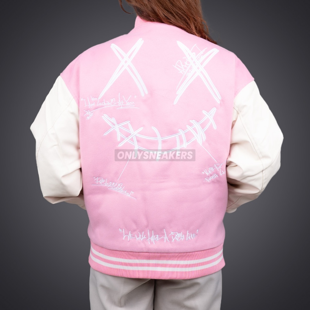 RICKY IS CLOWN DECONSTRUCTED VARSITY PINK JACKET