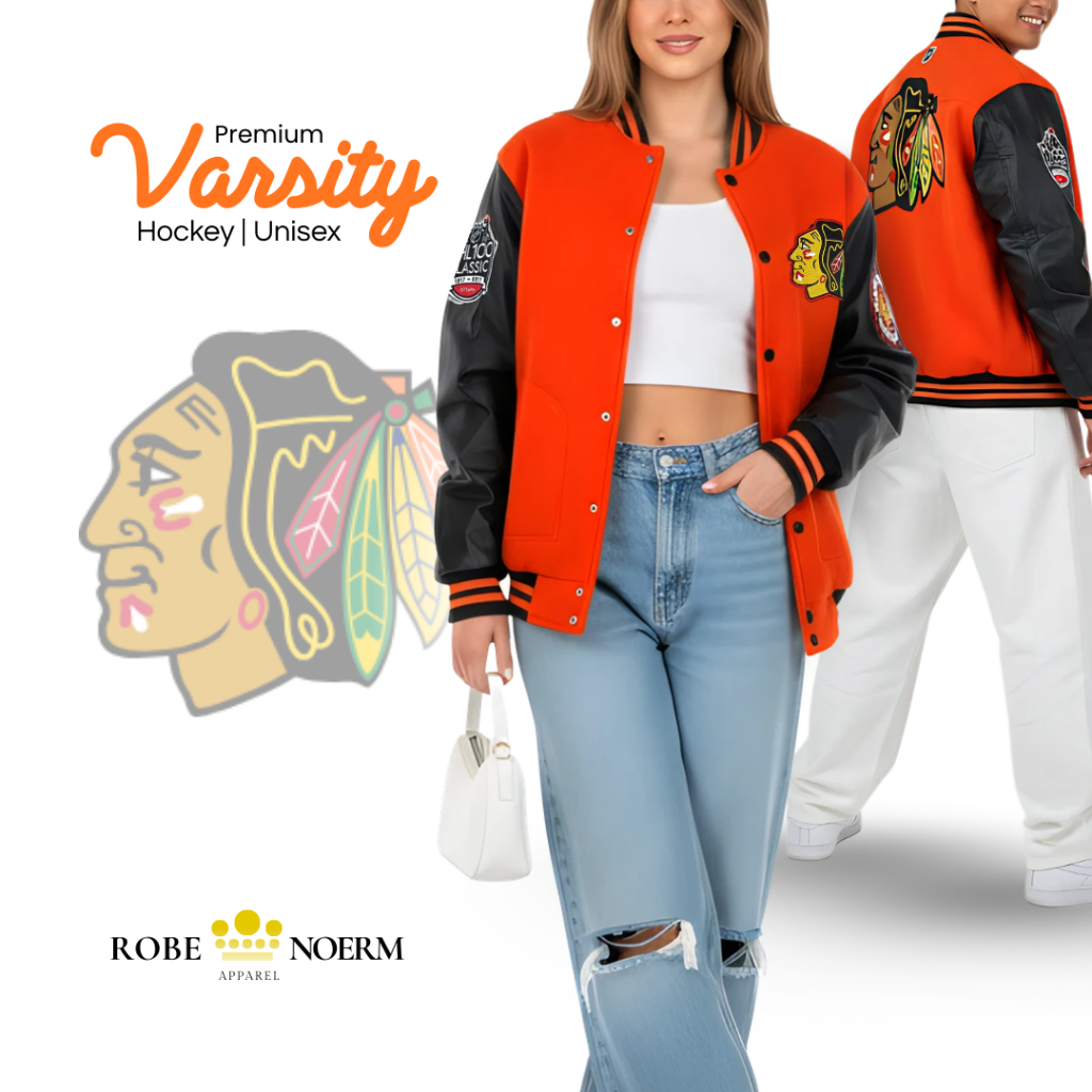 Varsity Chicago Blackhawks Hockey Jacket Unisex Premium | Embroidery Patch