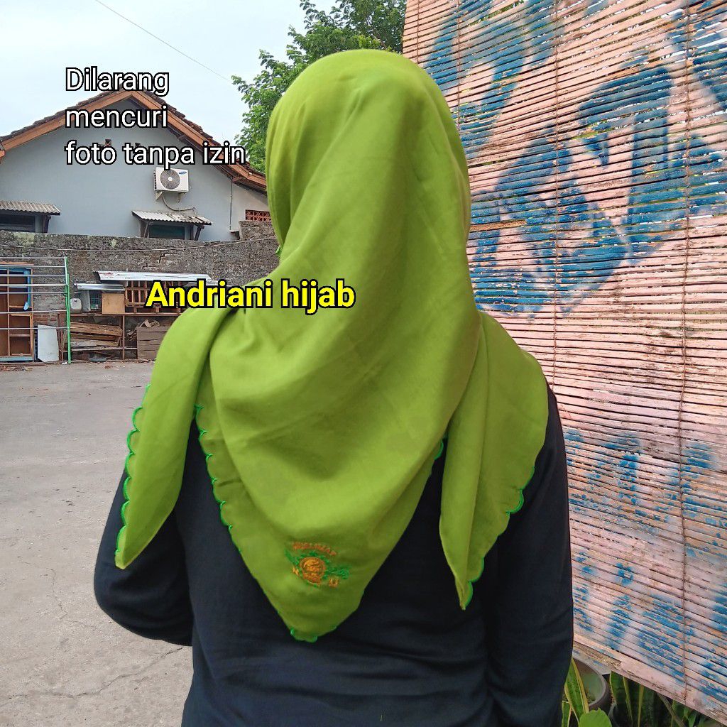 HIJAB KRUDUNG  MUSLIMAT NU/HIJAB SEGIEMPAT MUSLIMAT NU 3 & 5 LOGO BORDIR