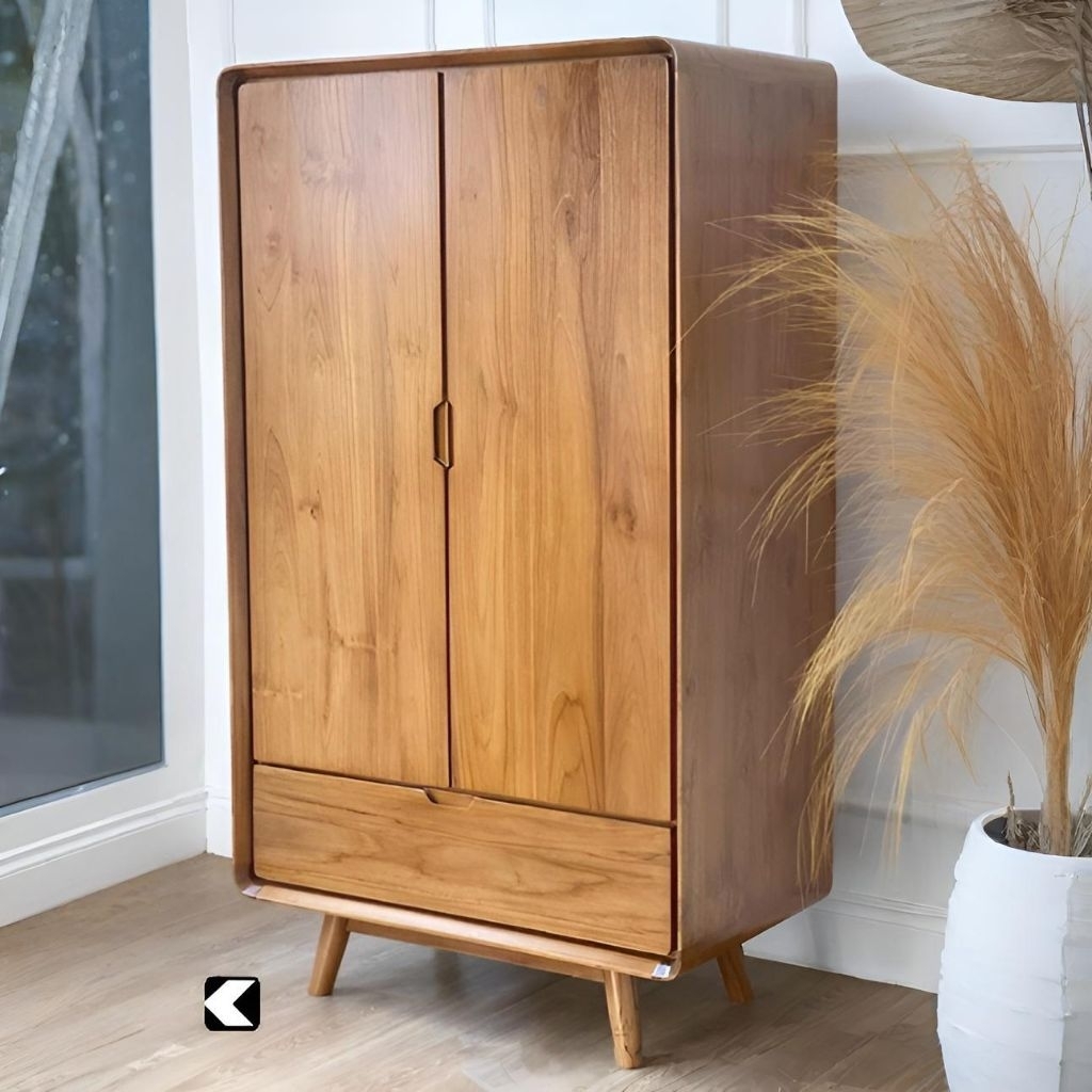 LEMARI MINIMALIS MODERN LEMARI PAKAIAN KAYU JATI LEMARI PAKAIAN 2 PINTU LEMARI BAJU RETRO
