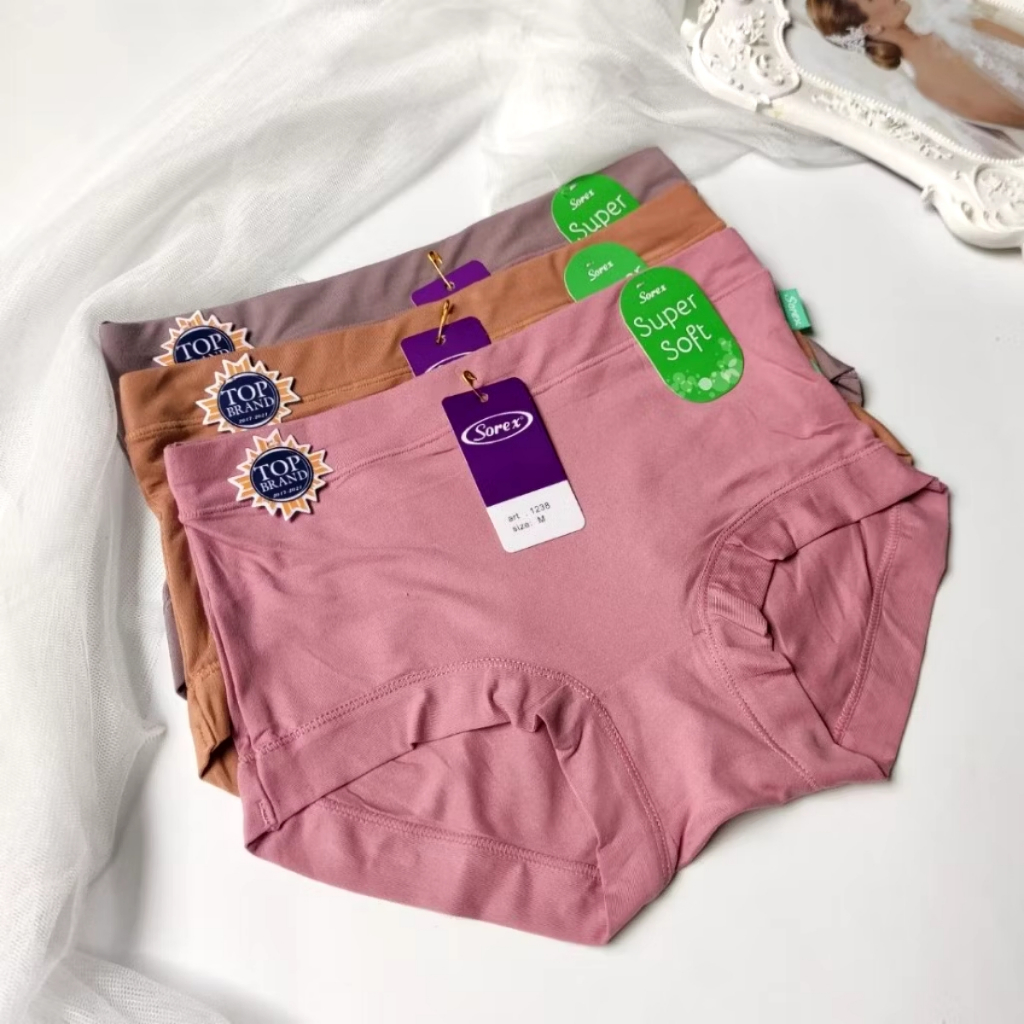 (3pcs) Cd Wanita Sorex 1238 Super Soft | Celana Dalam Wanita Sorek Karet Lebar