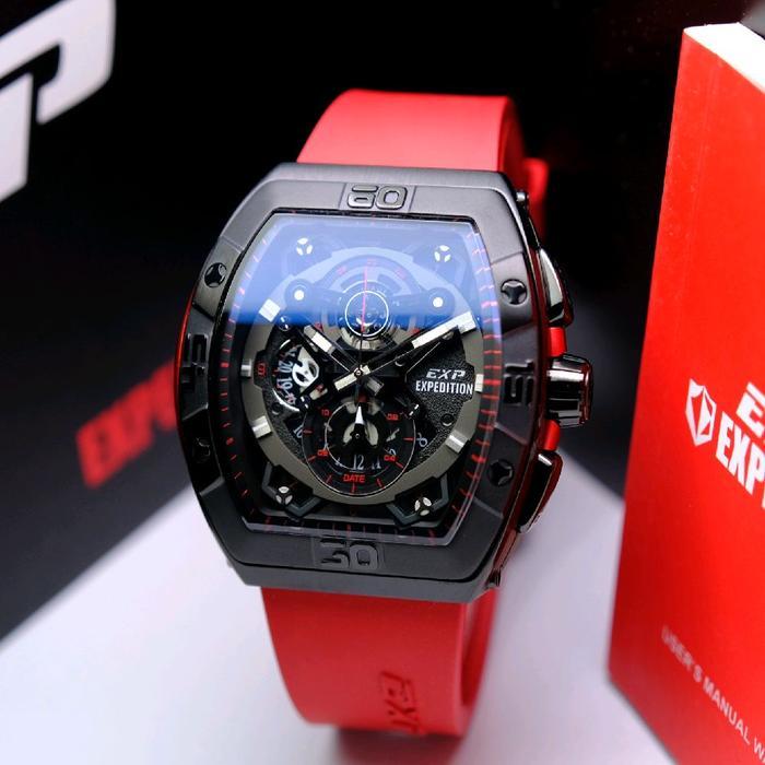 ORIGINAL Jam Tangan Pria Expedition E 6800 / E6800 Garansi 1 Tahun - Tali Rubber & Kulit