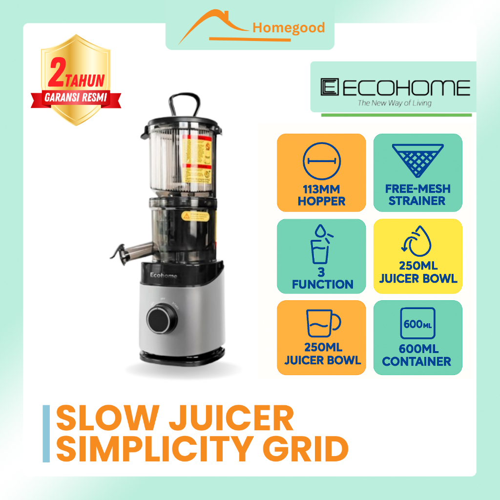 Ecohome Slow Juicer Simplicity Grid Cold Pressed Juicer ESJ999SG