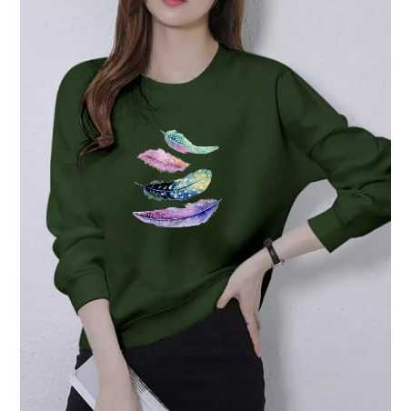 Kaos Atasan Lengan Panjang Wanita Dewasa Motif Bulu Pelangi Wanita Trendy Kekinian Kaos Long Sleeve 