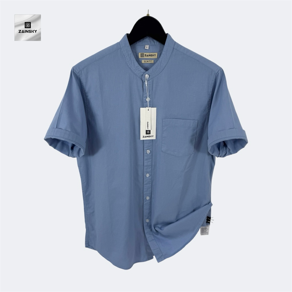 ZAINSKY - Kemeja Shanghai Pria Lengan Pendek Kemeja Shanghai Pria Slimfit Premium Kemeja Shanghai