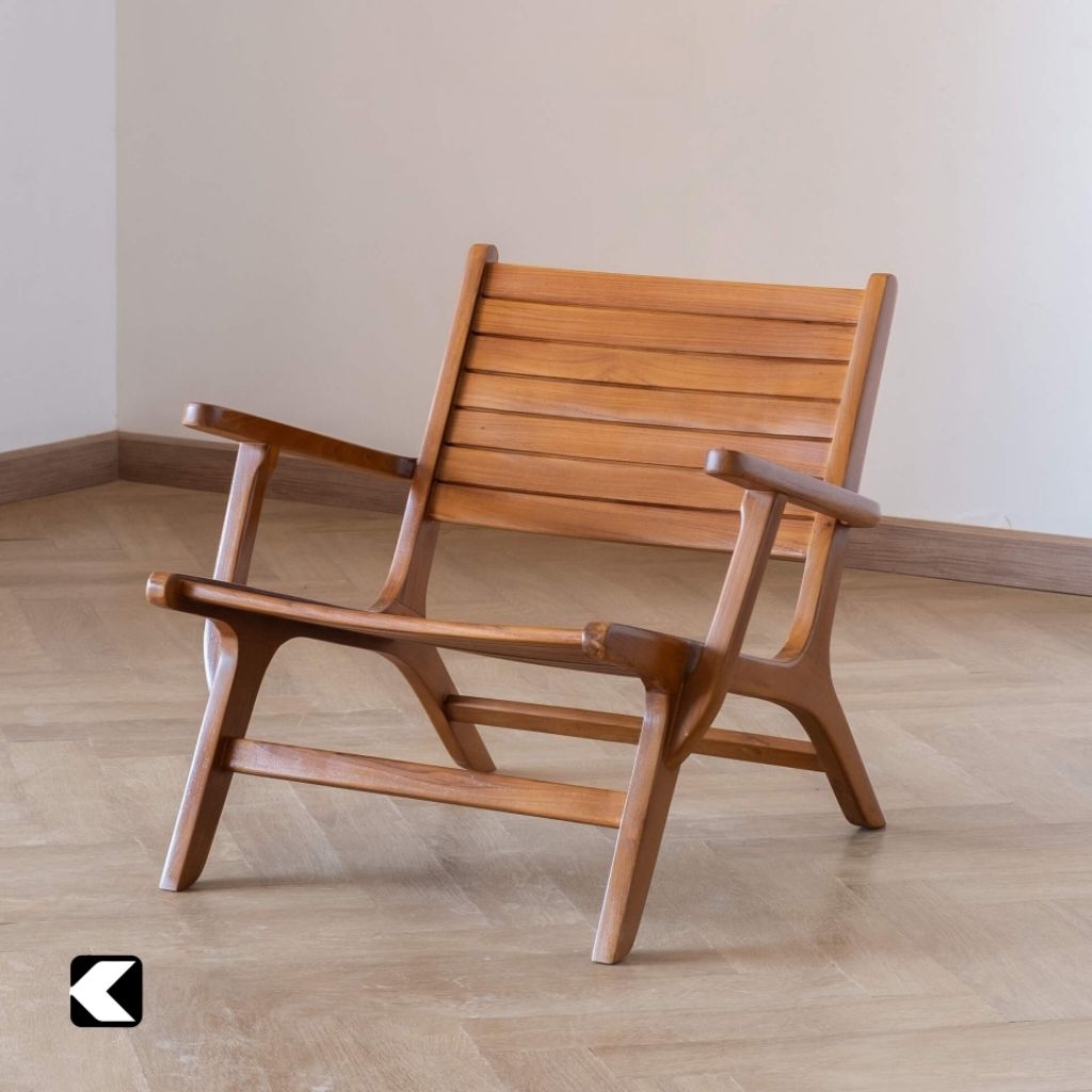 LOUNGE CHAIR KURSI SANTAI MINIMALIS RETRO KURSI SANTAI KAYU JATI KURSI SANTAI OUTDOOR