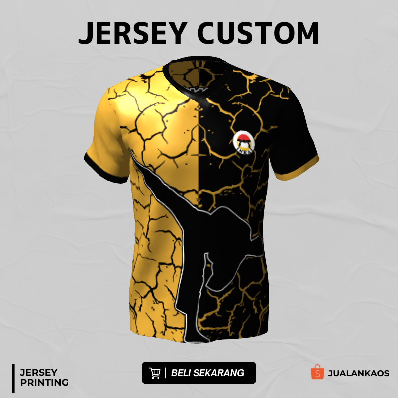Baju Kaos Jersey Karate Hitam Gold Motif Abstrak 65