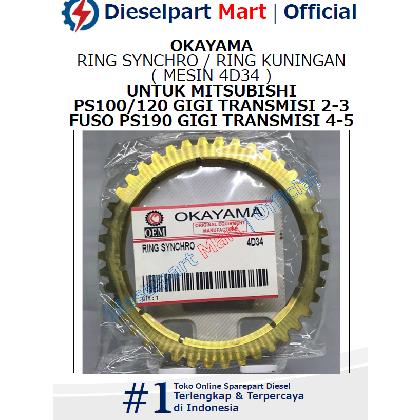OKAYAMA RING SYNCHRO / RING KUNINGAN ( MESIN 4D34 ) UNTUK MITSUBISHI PS100/120 GIGI TRANSMISI 2-3 FU