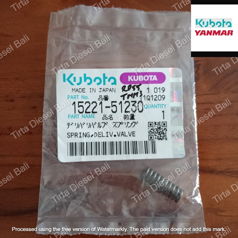KUBOTA SPRING DELIVERY VALVE PER DELIVERI BOSPOM RD 45 - 55 - 65 / KND 80  15221-51230 ORIGINAL