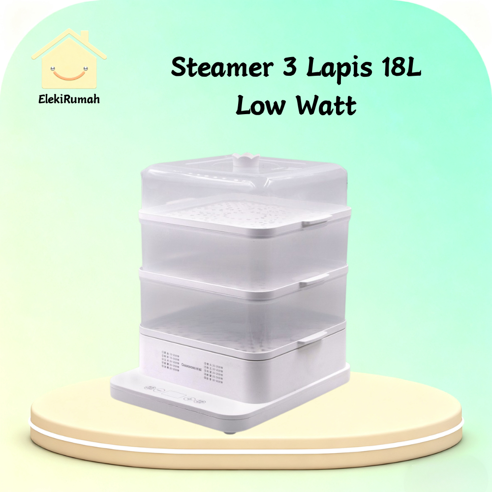 Steamer 3 Layer Food Steamer for Dapur 18L Low Watt | Kukusan Listrik | Electric Cooker