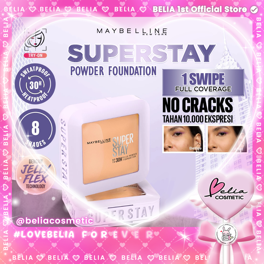 [ BELIA ] MAYBELLINE Superstay Flex Powder 30H | Powder Foundation Two Way Cake TWC Oil Control