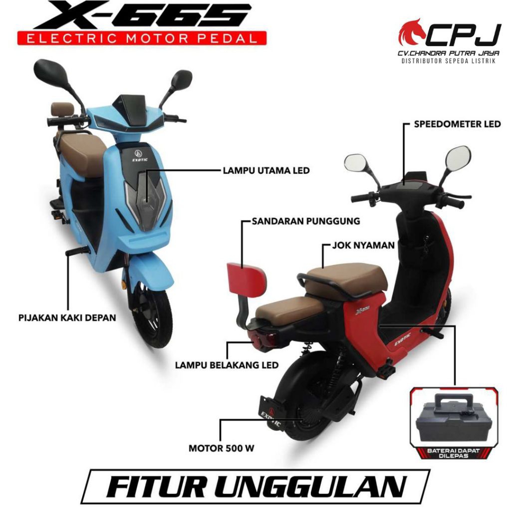 Sepeda Listrik EXOTIC X-665 Terbaru Bergaransi Resmi 2025 Original 100%