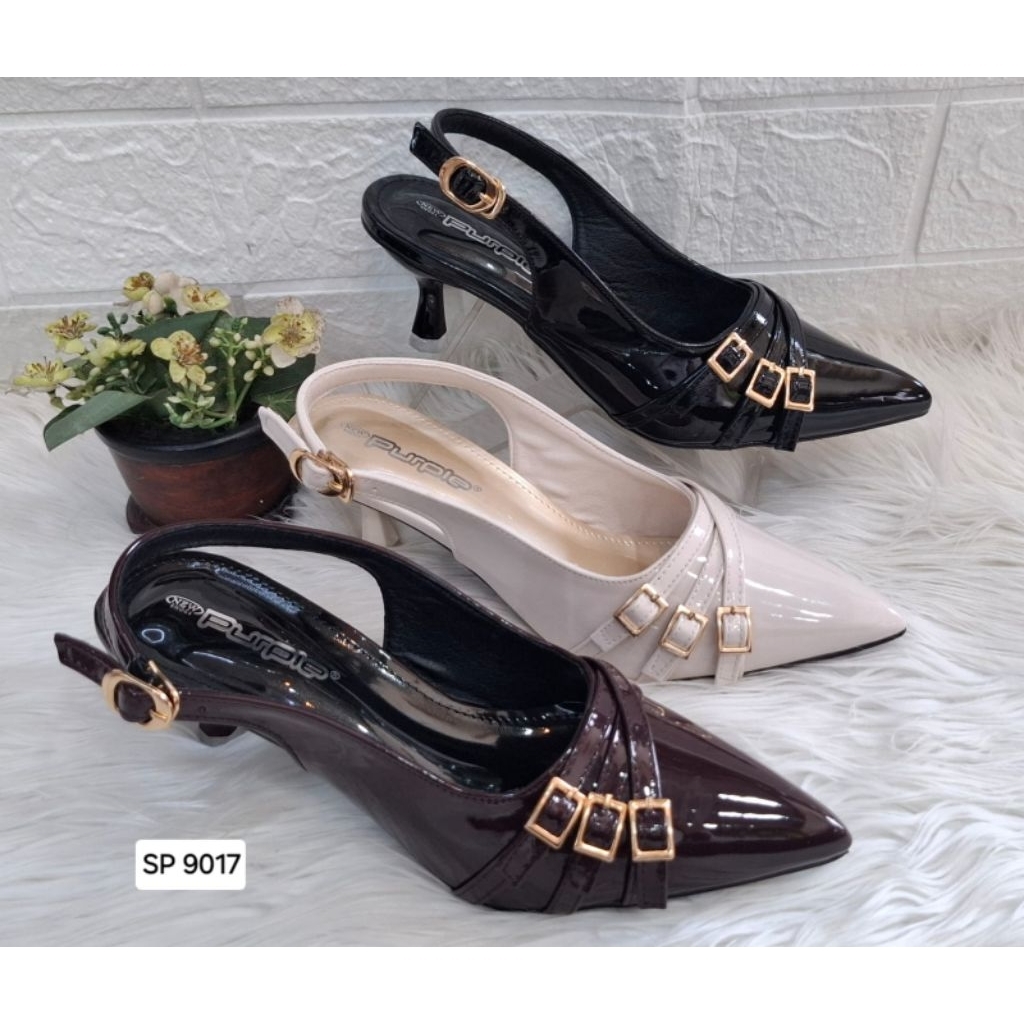 sepatu sendal hak purple