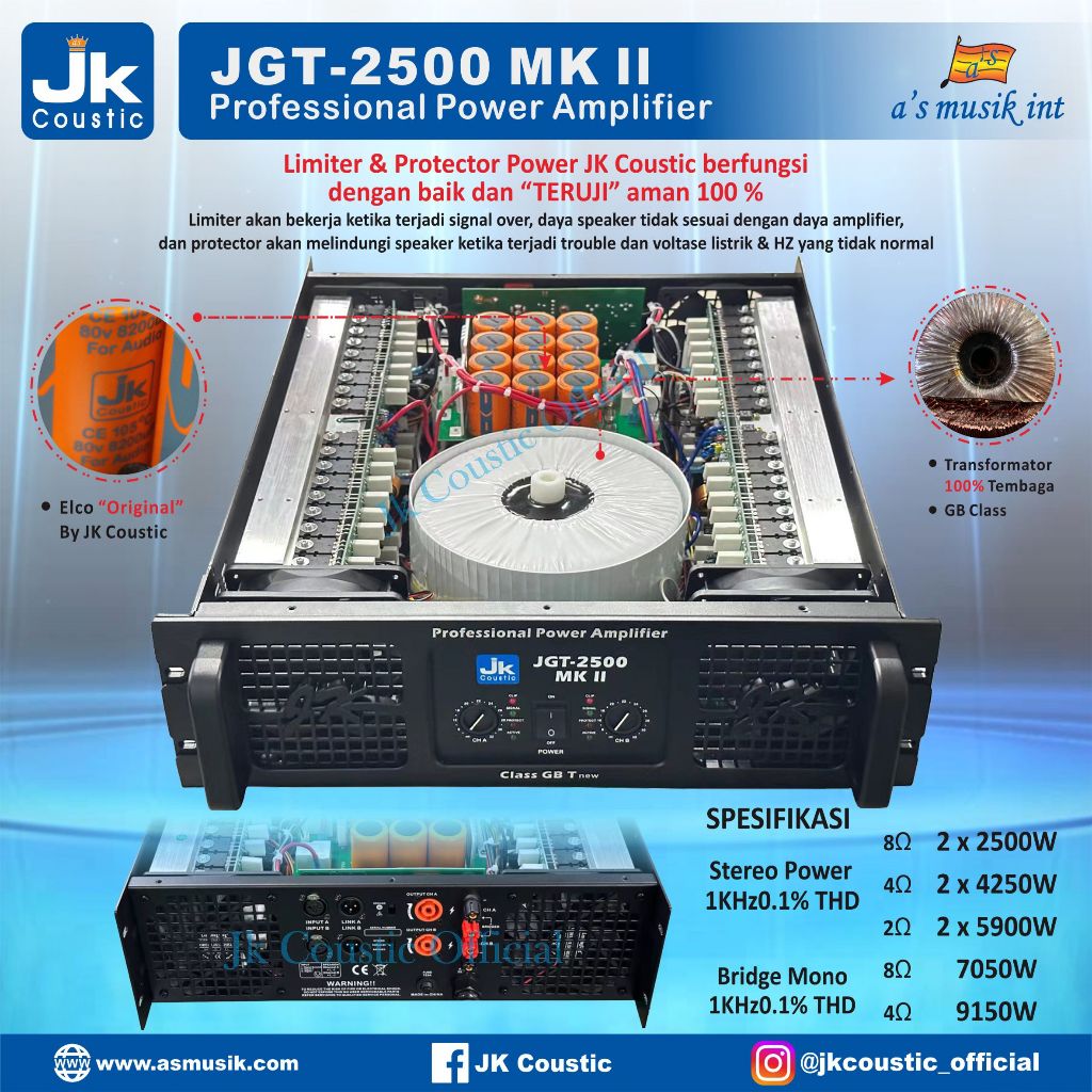 Power JGT 2500 MK II JK Coustic Power Amplifier
