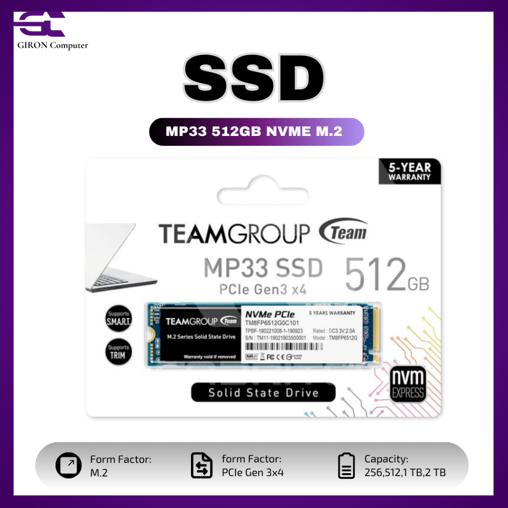 Team MP33 SSD NVMe M.2 / M2 512 GB - NVMe 512GB