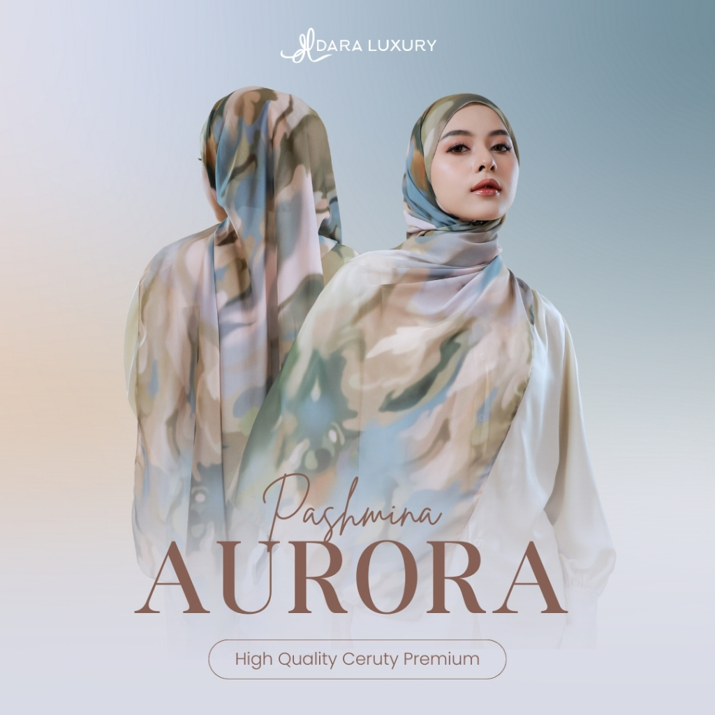 Pashmina Tukri Aurora | Jilbab Panjang Adem Ringan | Bahan Ceruty | Pashmina Aurora by Dara Luxury
