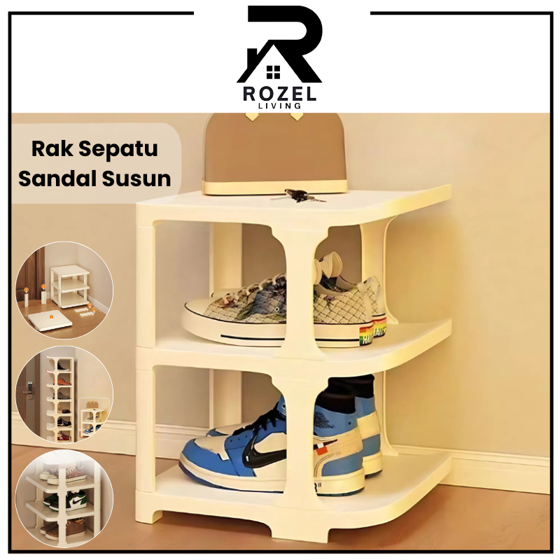 ROZEL Rak Sepatu Sandal Susun Minimalis Kuat Kokoh Kualitas tinggi / Rak Sepatu Mudah Rakit Estetik 