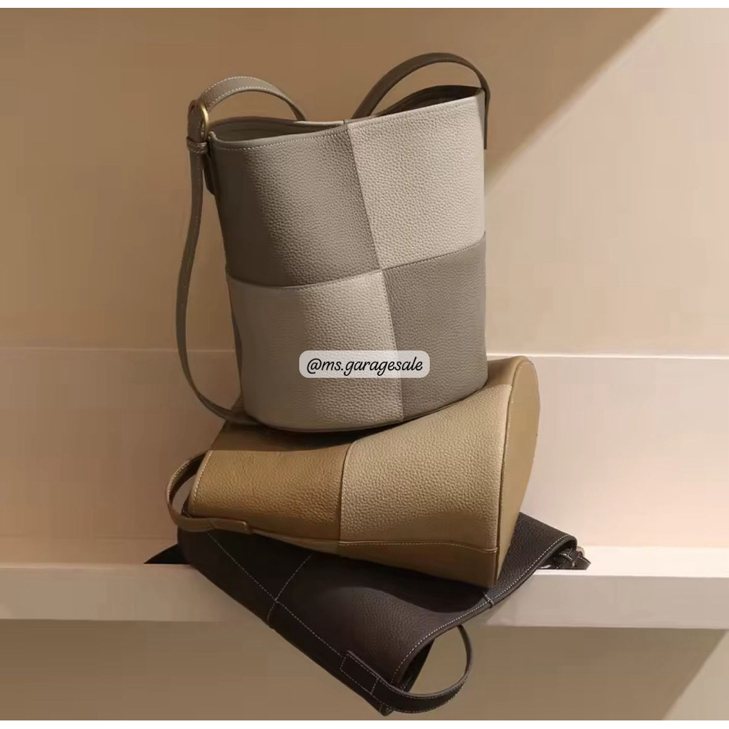 [READY STOCK] MSG112 - ZAMO leather bucket bag 2tone color match luxury design