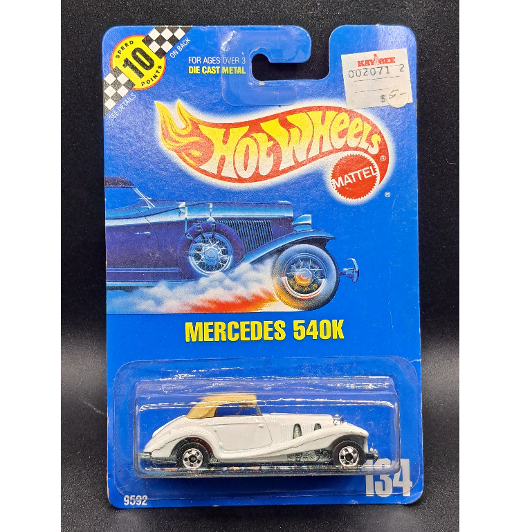1991 Hot Wheels - White Mercedes 540K - White - 10 Speed Point - Balap (B11)