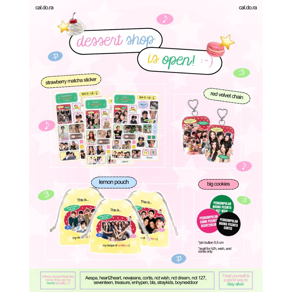DESSERT SHOP KEYCHAIN STICKER POUCH CORTIS SEVENTEEN NCT DREAM 127 WISH TREASURE AESPA HEART2HEART N