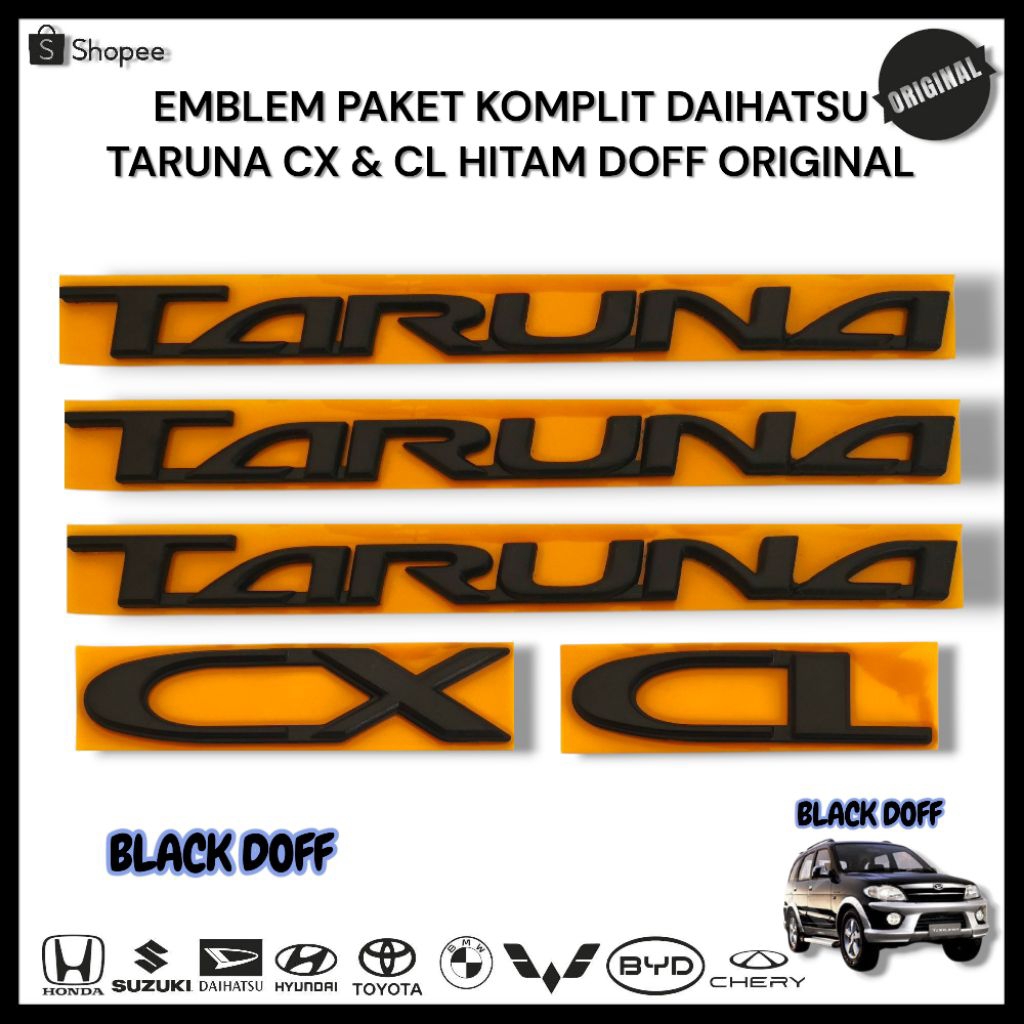 Emblem Logo Paket Komplit TARUNA CX CL Hitam Doff Original/ Emblem Daihatsu Taruna
