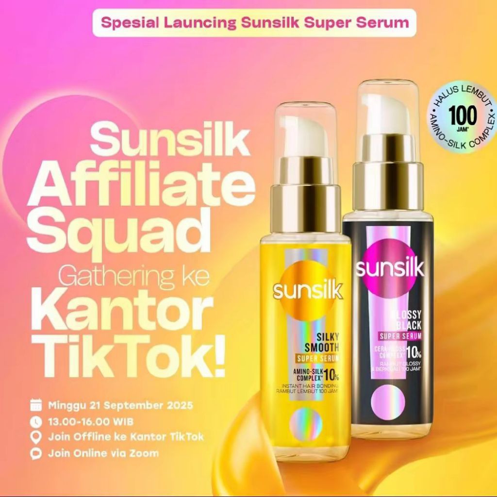 Sunsilk Super Serum Rambut Silky Smooth/ Glossy Black 100 Jam 45ml 45 ml