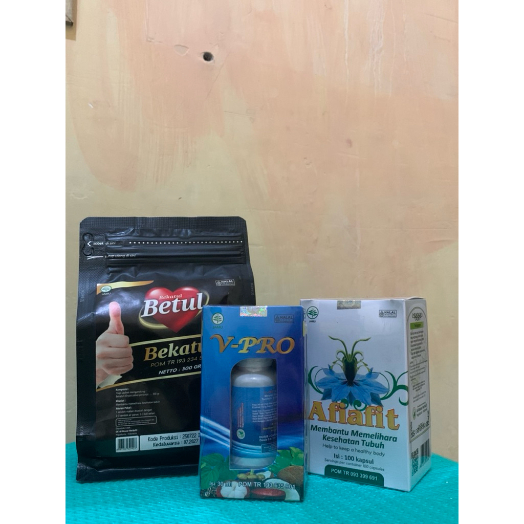 PAKET Combo Herbal Lengkap – 1 V-PRO + 1 Afiafit + 2 Betul Bekatul | Suplemen Herbal Kesehatan Tubuh