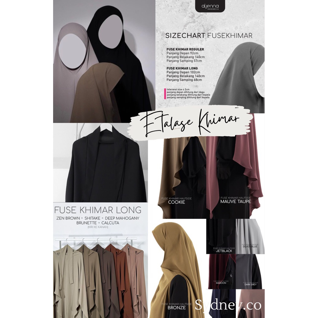 [Nwt] aljenna ready stock : fuse khimar long mazen fk longprime almahya anti uv fk mini basic fk lon