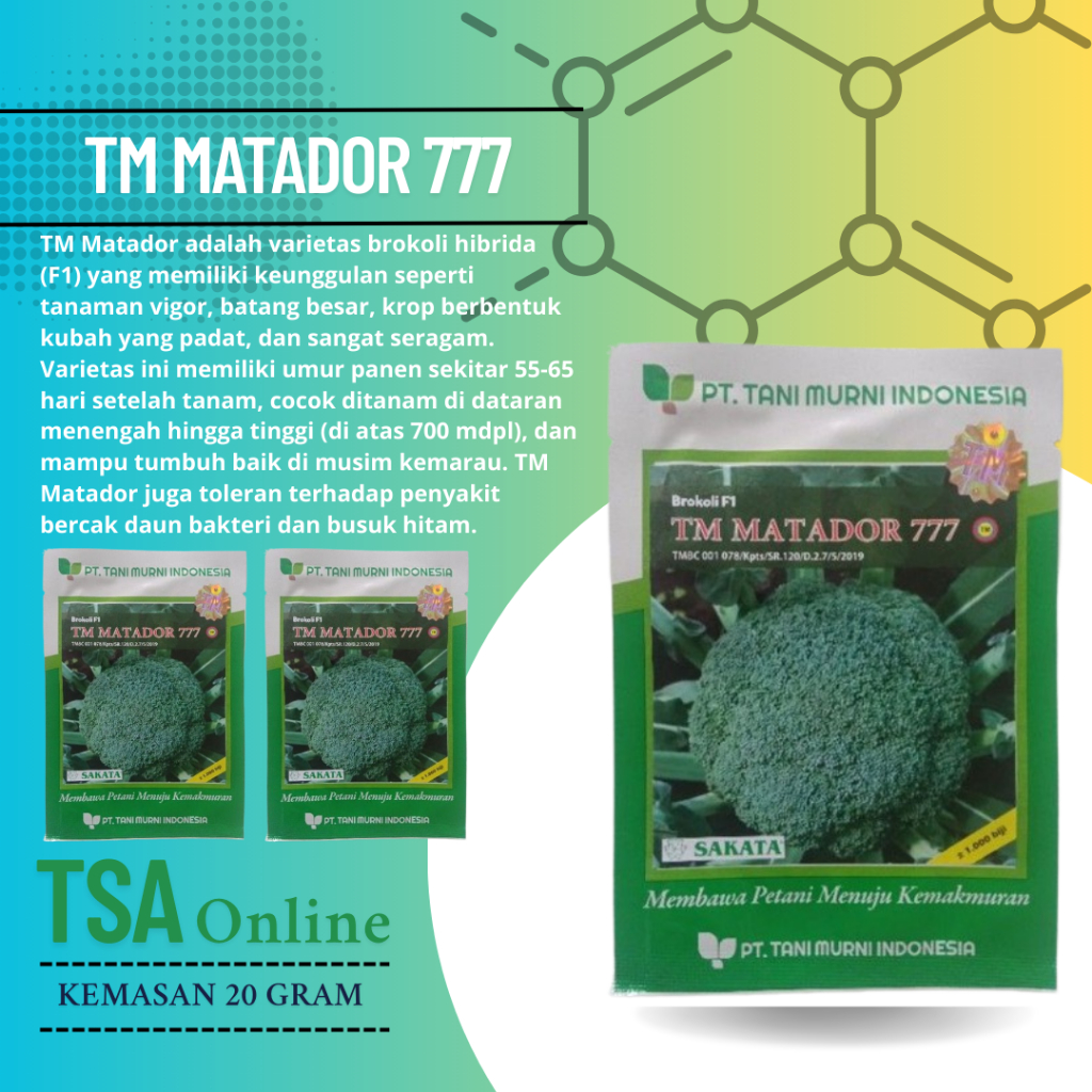 TM Matador 777 - isi -+1000 biji - Benih Brokoli F1 Unggul Hibrida (bisa COD) - ORIGINAL Tani Murni
