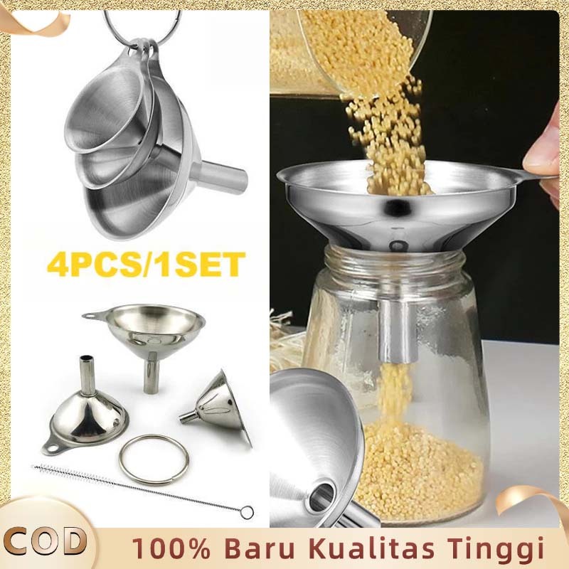 Corong Stenlis Steel Corong Minyak Stainless 3pcs Set Corong Stainless Multifungsi Corong Steel