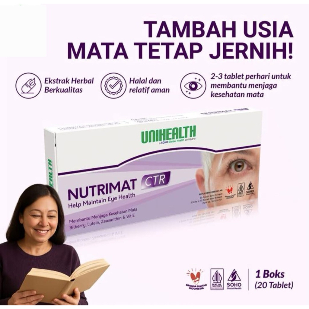 Nutrimat CTR- Suplemen Mata Usia 50+ untuk jaga kesehatan mata Unihealth