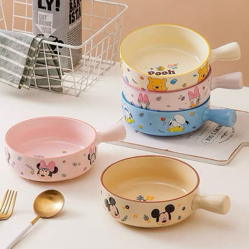 Disney Bowl with Handle Mangkok Keramik