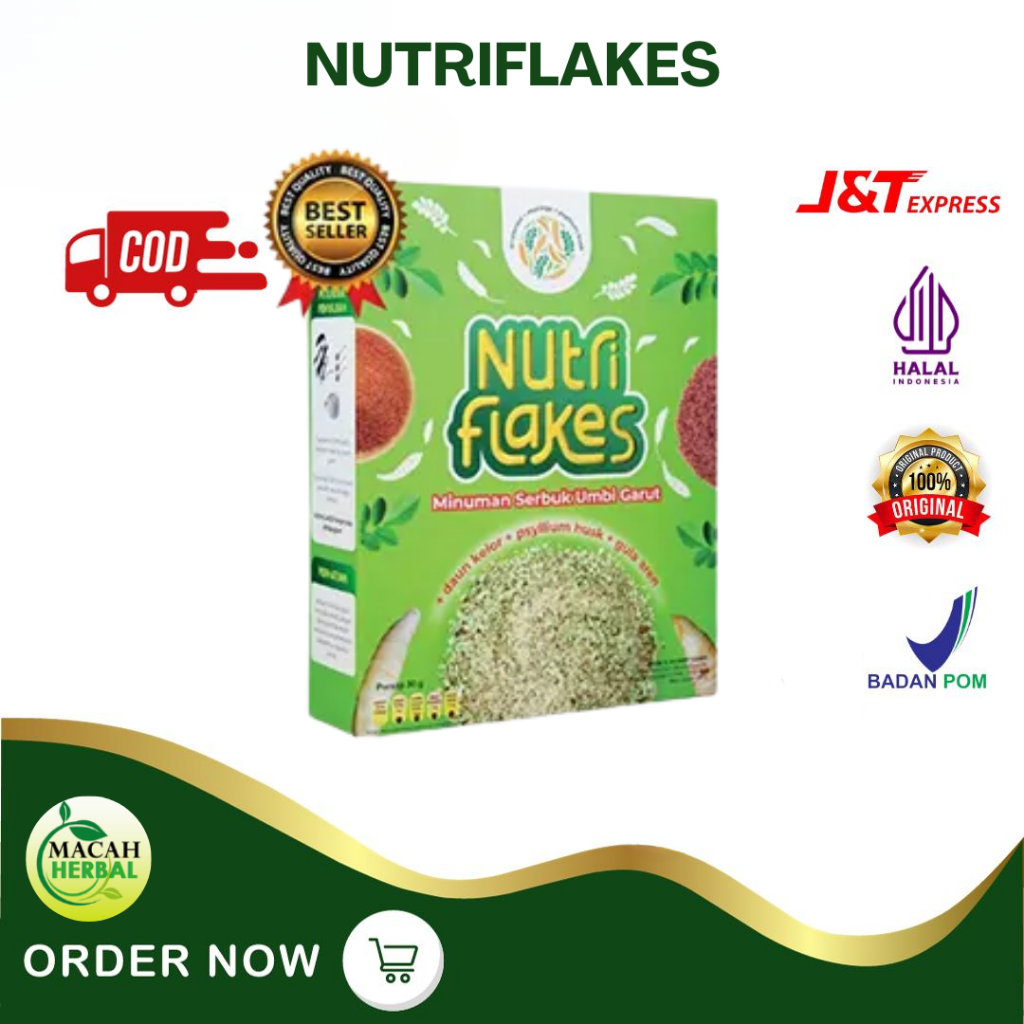 NUTRIFLAKES SEREAL UMBI GARUT - Nutriflakes Original Granola Kering Susu