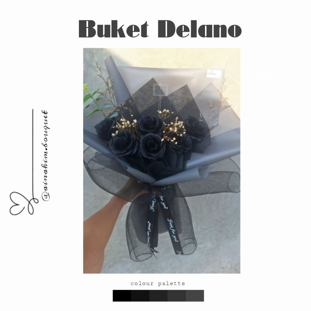 buket mawar hitam (buket cowok)