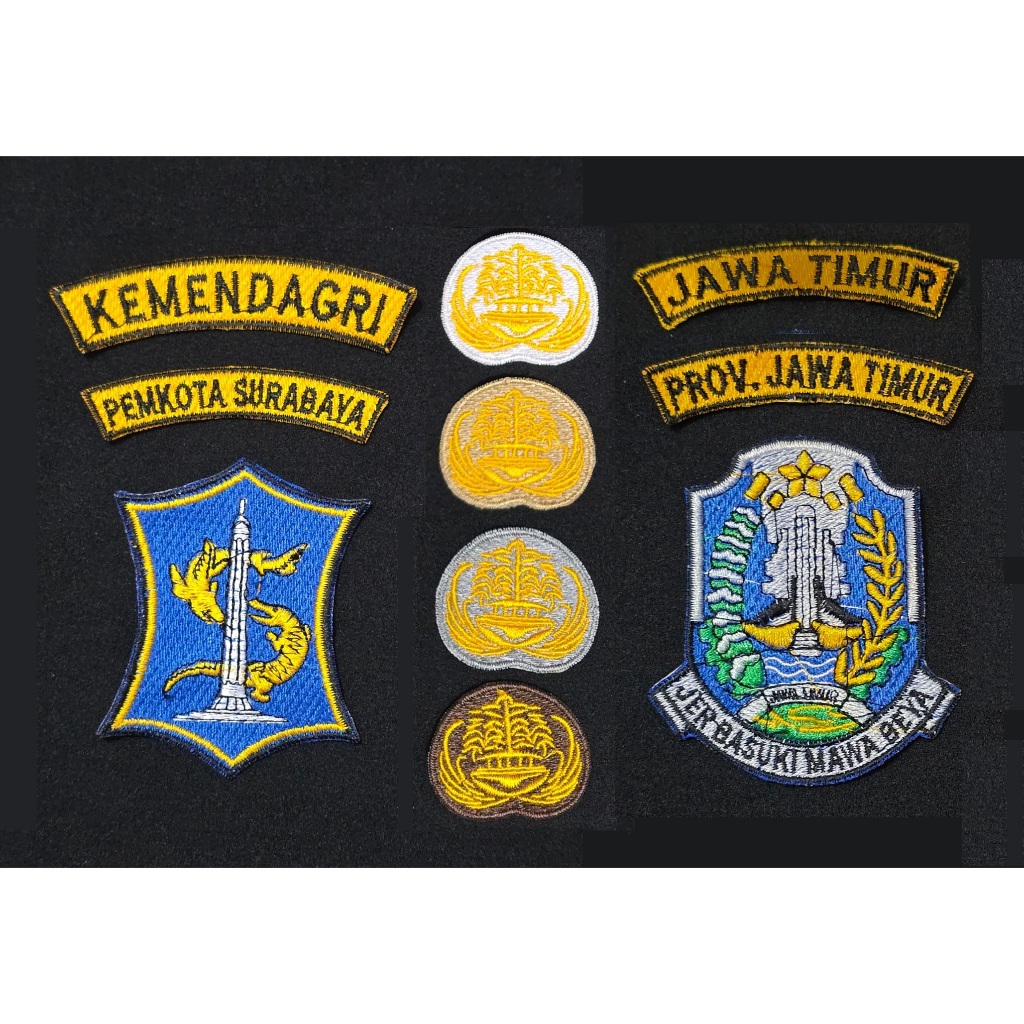 Atribut ASN Pemprov JAWA TIMUR, Pemkot SURABAYA (badge bordir)