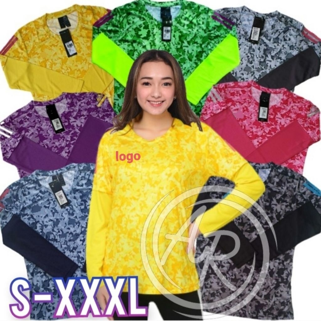 Kaos JUMBO sport panjang MUSLIM atasan olahraga baju senam aerobik wanita zumba army cewek (all-AR-p