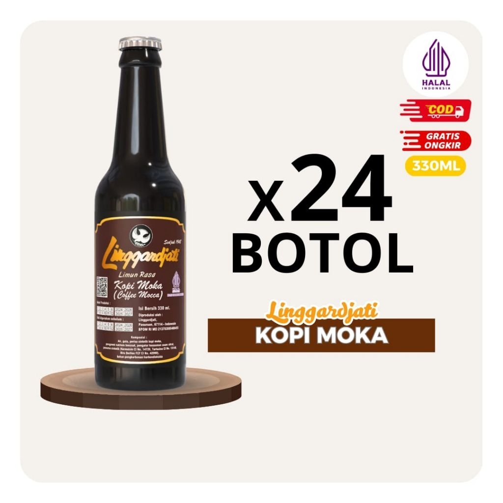 [24PCS] Limun Linggardjati Kopi Moka 330ml | Linggar jati Halal Termurah