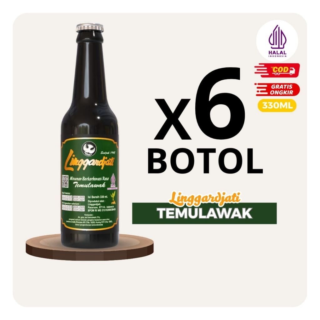 [6PCS] Limun Linggardjati Temulawak 330ml | Linggar jati Halal Termurah